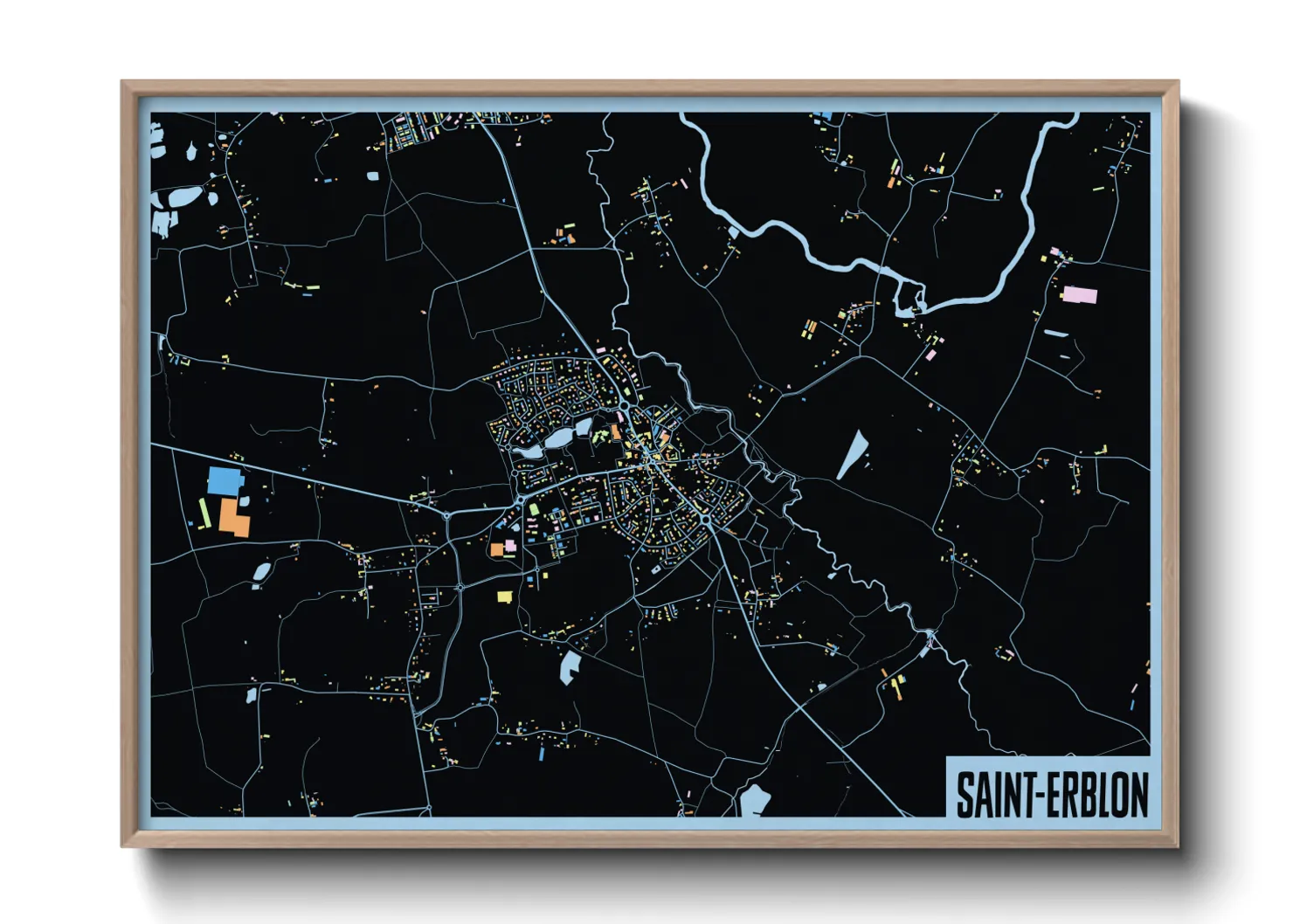 Une affiche de carte sur Saint-Erblon