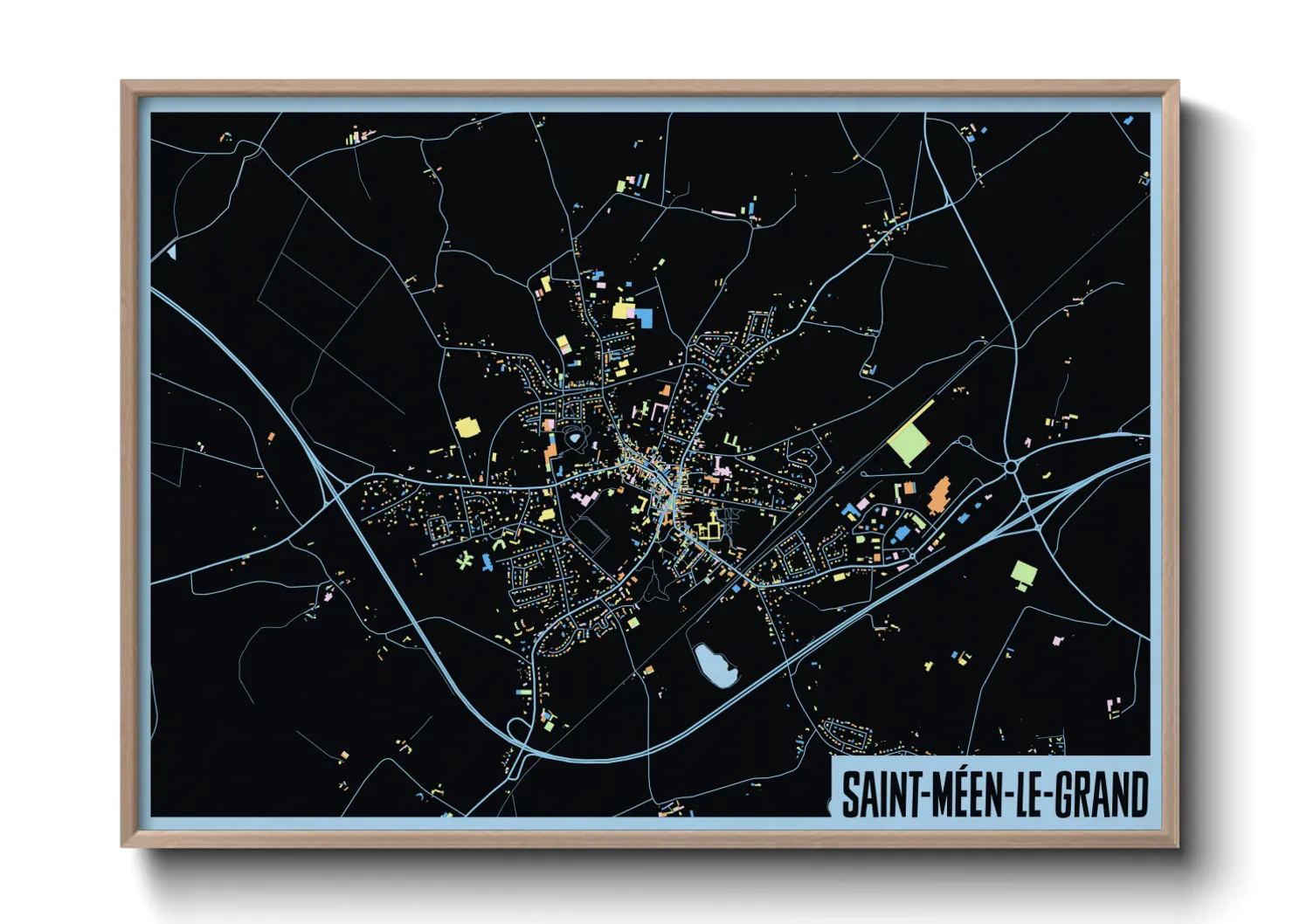 Une affiche de carte sur Saint-Méen-le-Grand