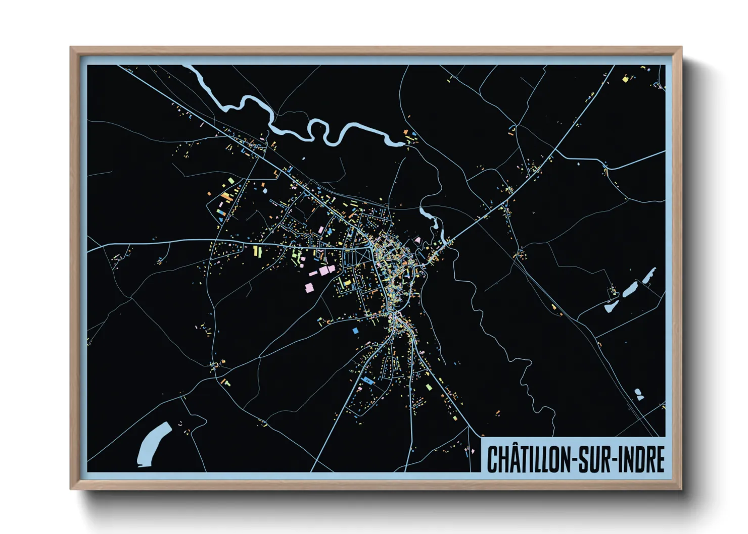 Une affiche de carte sur Châtillon-sur-Indre