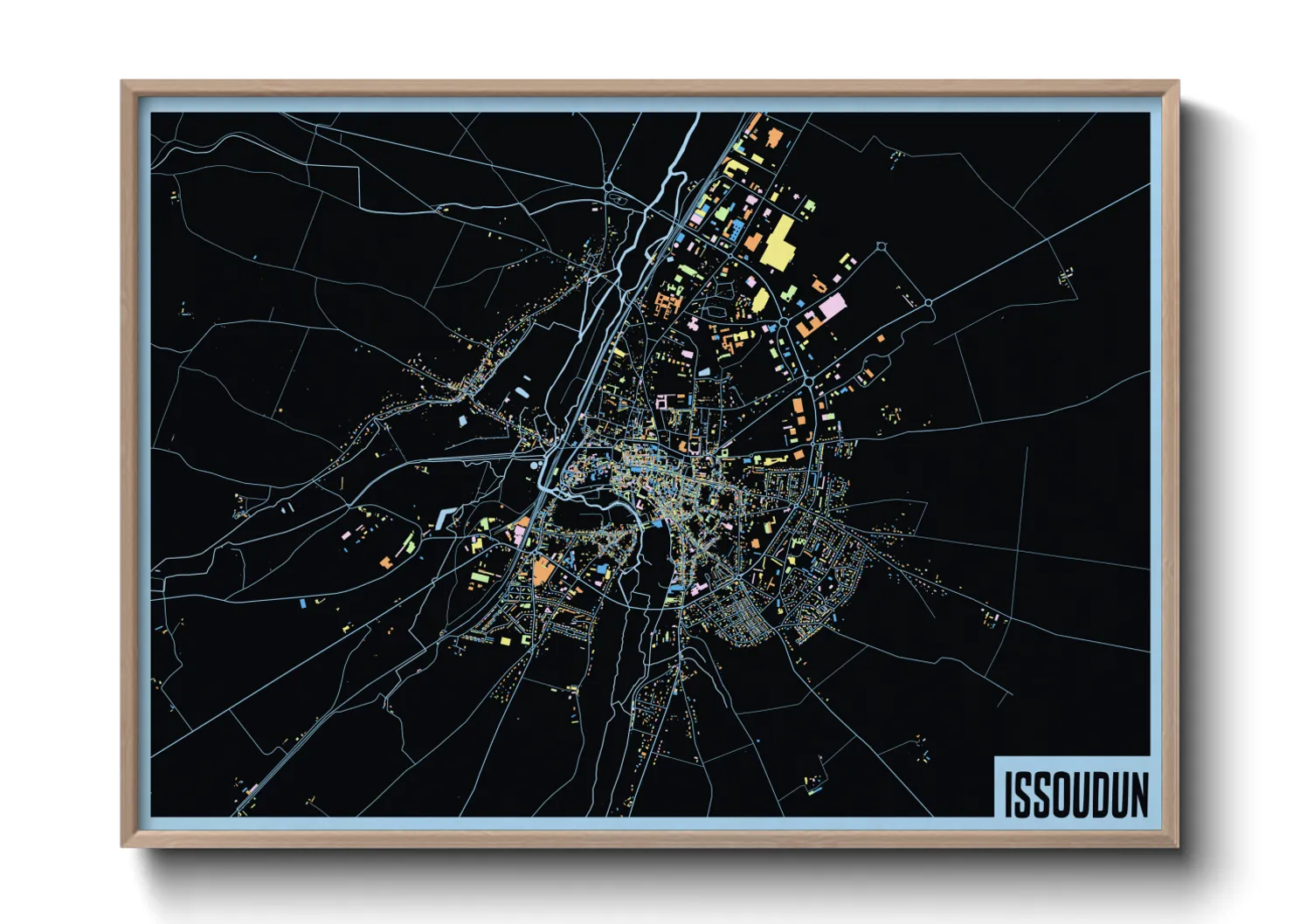 Une affiche de carte sur Issoudun