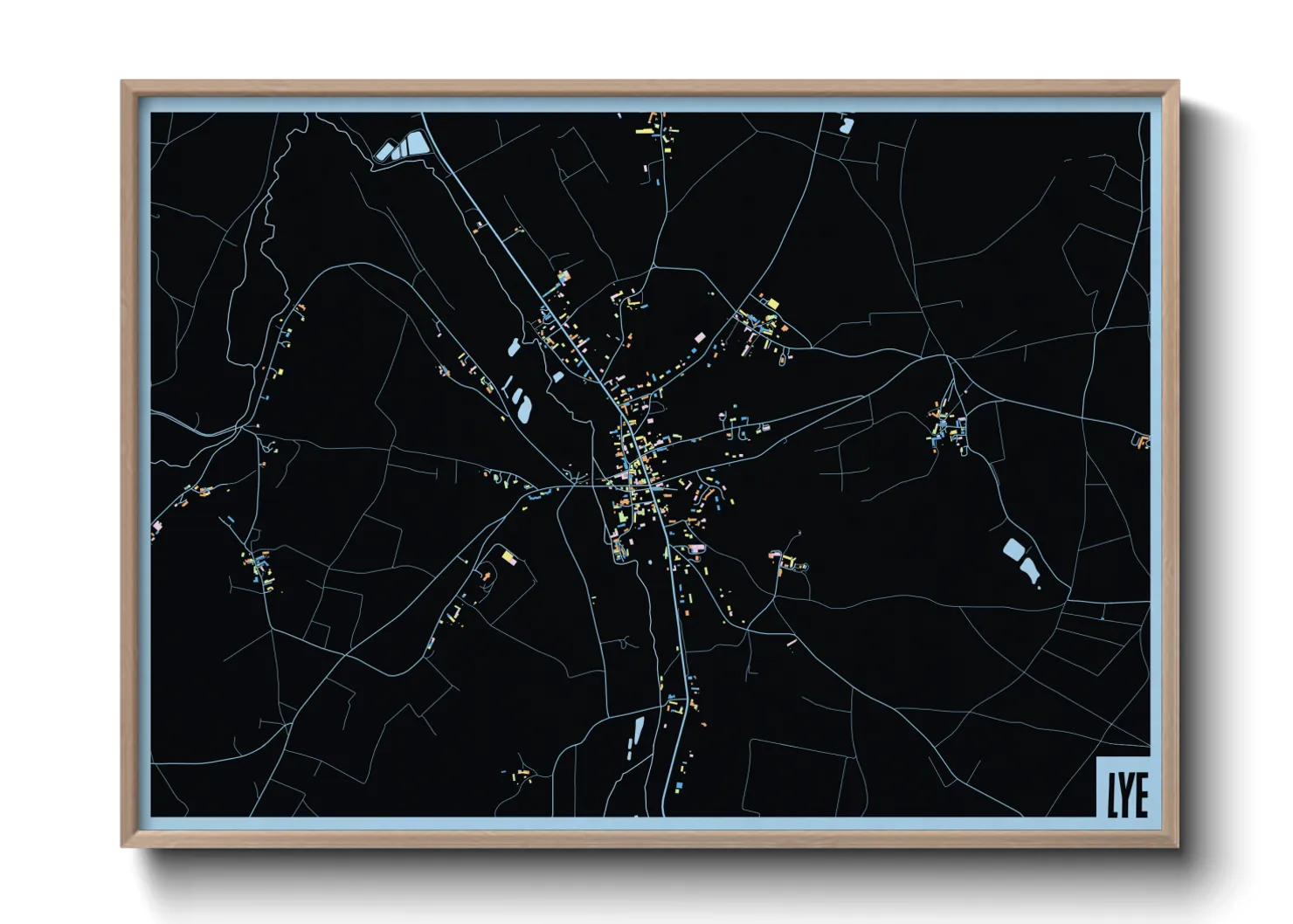 Une affiche de carte sur Lye