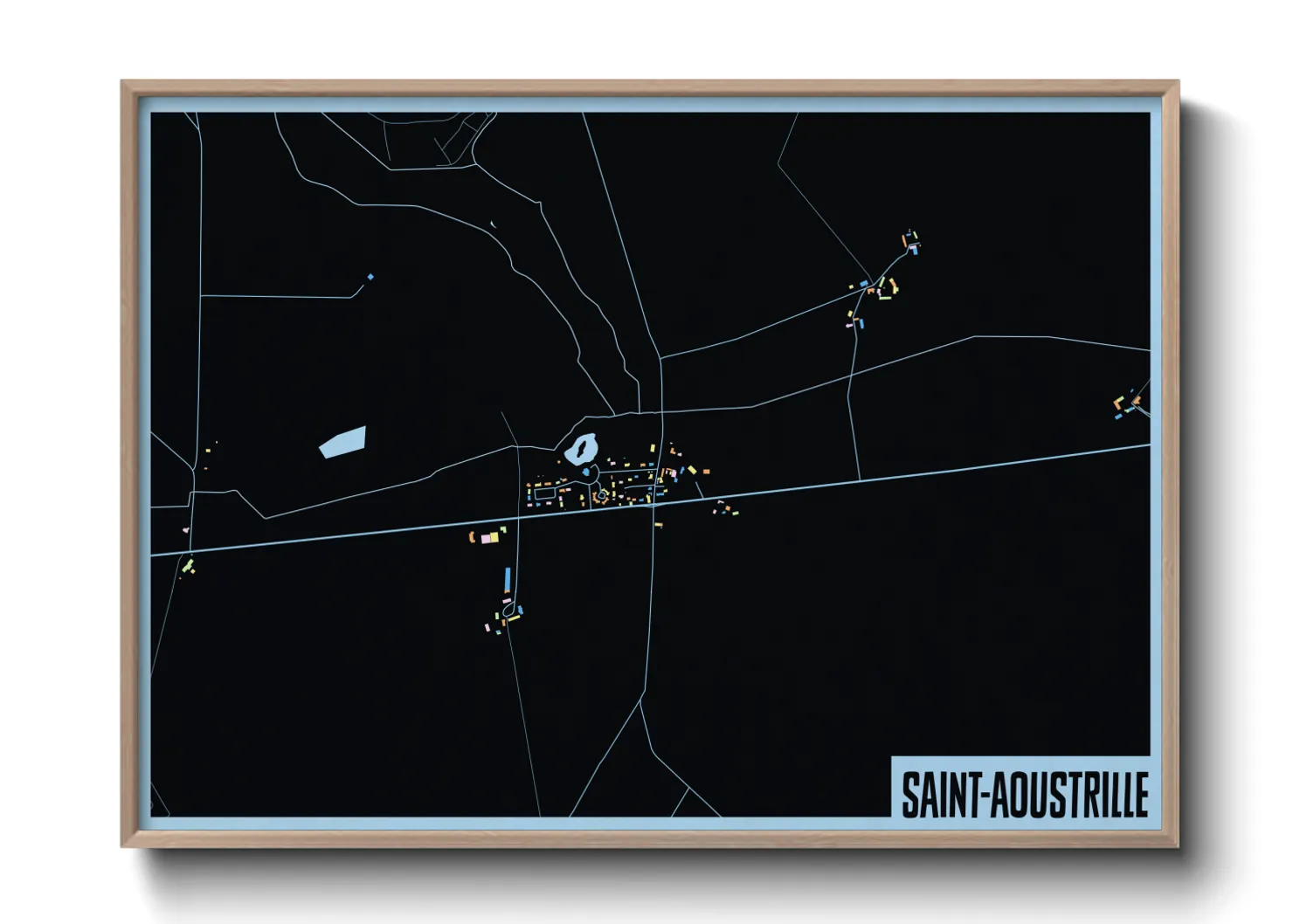 Une affiche de carte sur Saint-Aoustrille