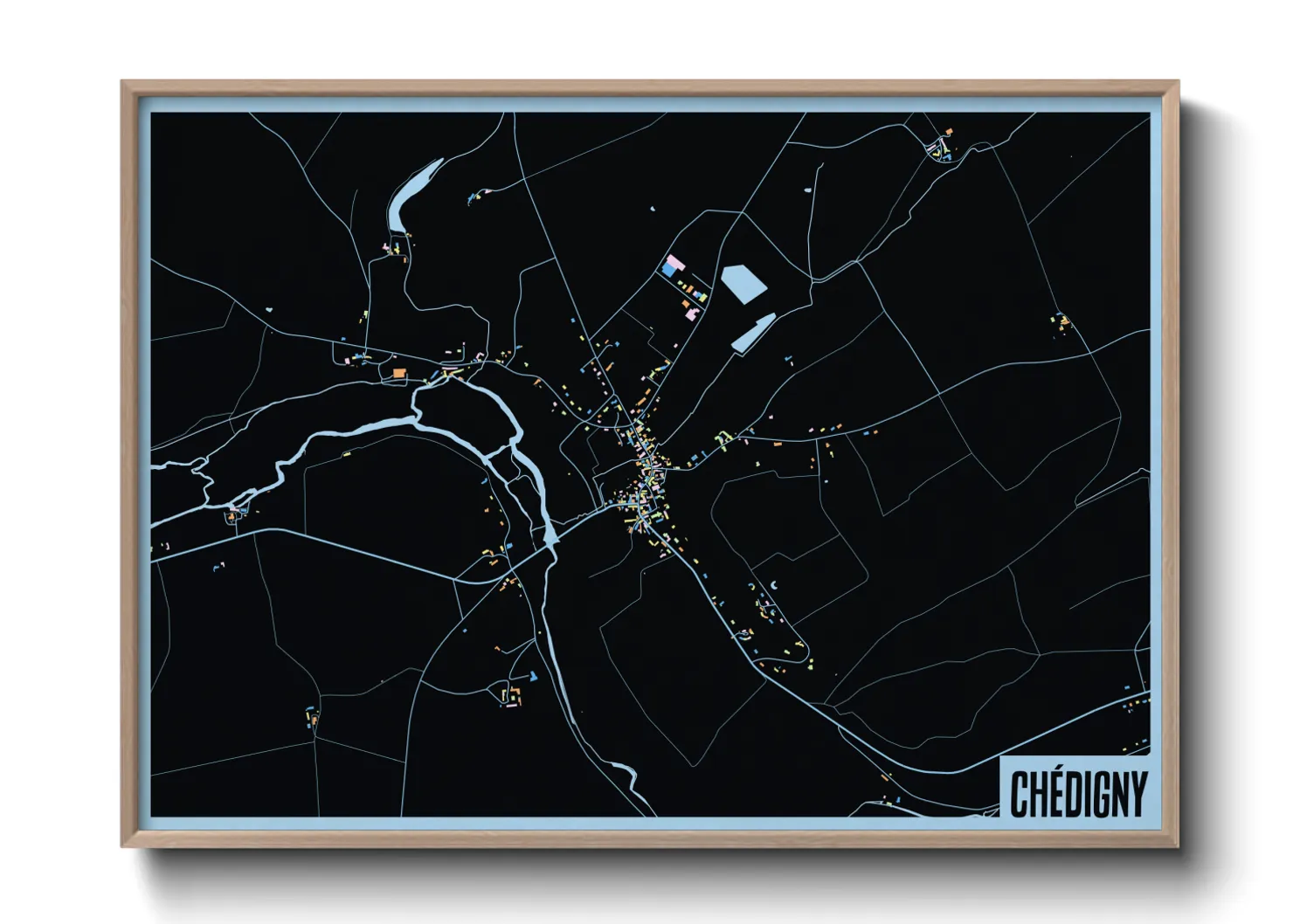 Une affiche de carte sur Chédigny