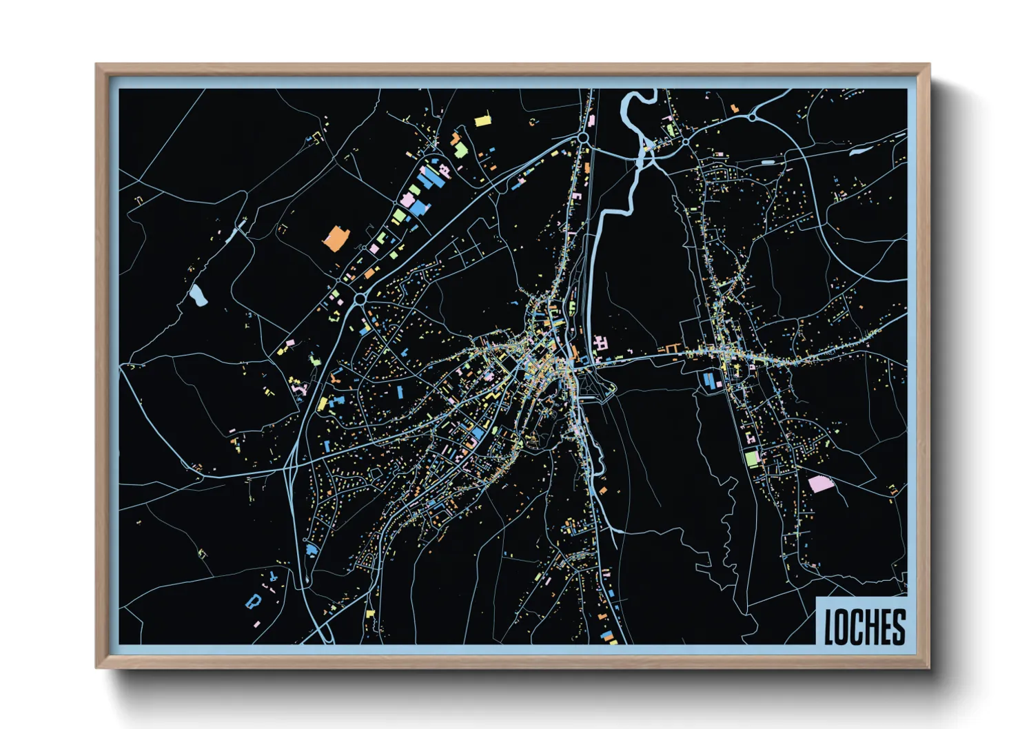 Une affiche de carte sur Loches