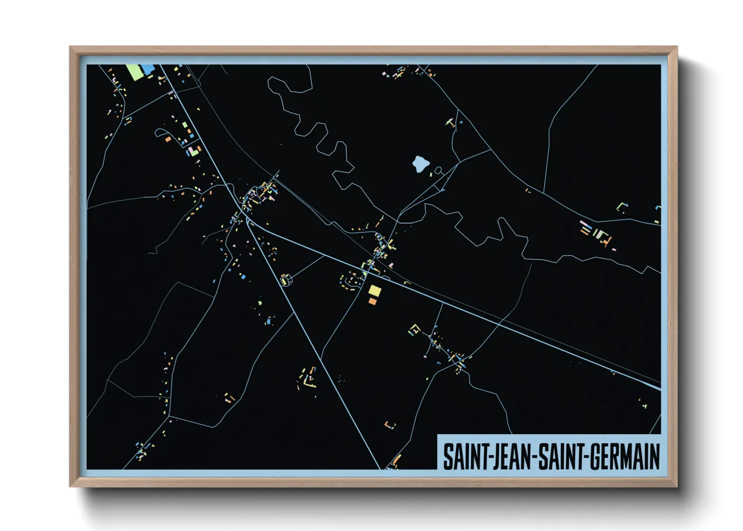 Une affiche de carte sur Saint-Jean-Saint-Germain