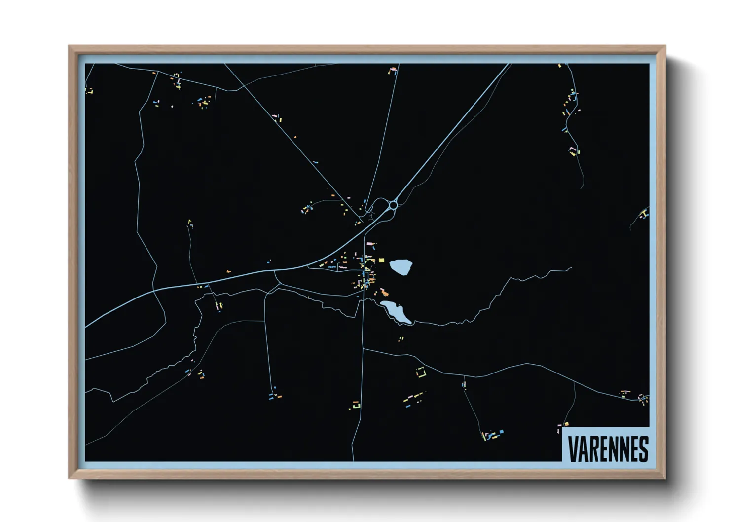 Une affiche de carte sur Varennes