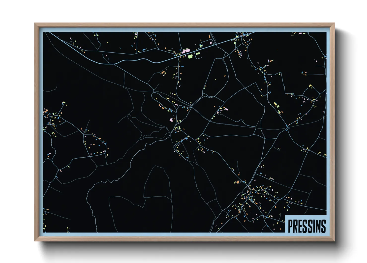 Une affiche de carte sur Pressins