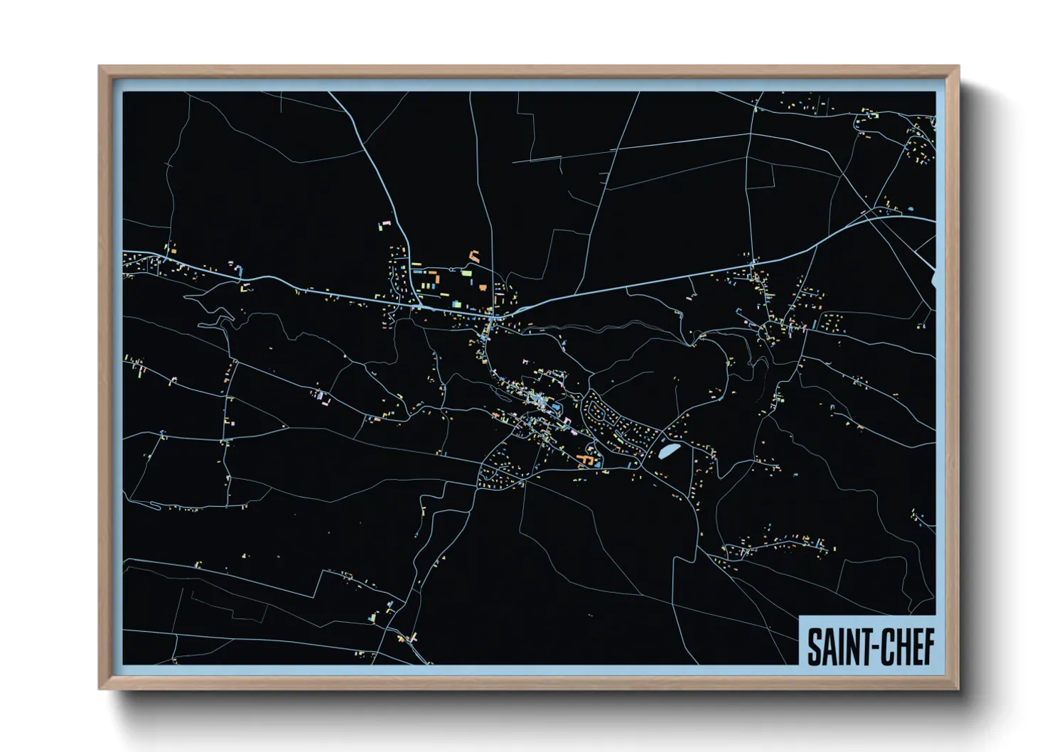 Une affiche de carte sur Saint-Chef