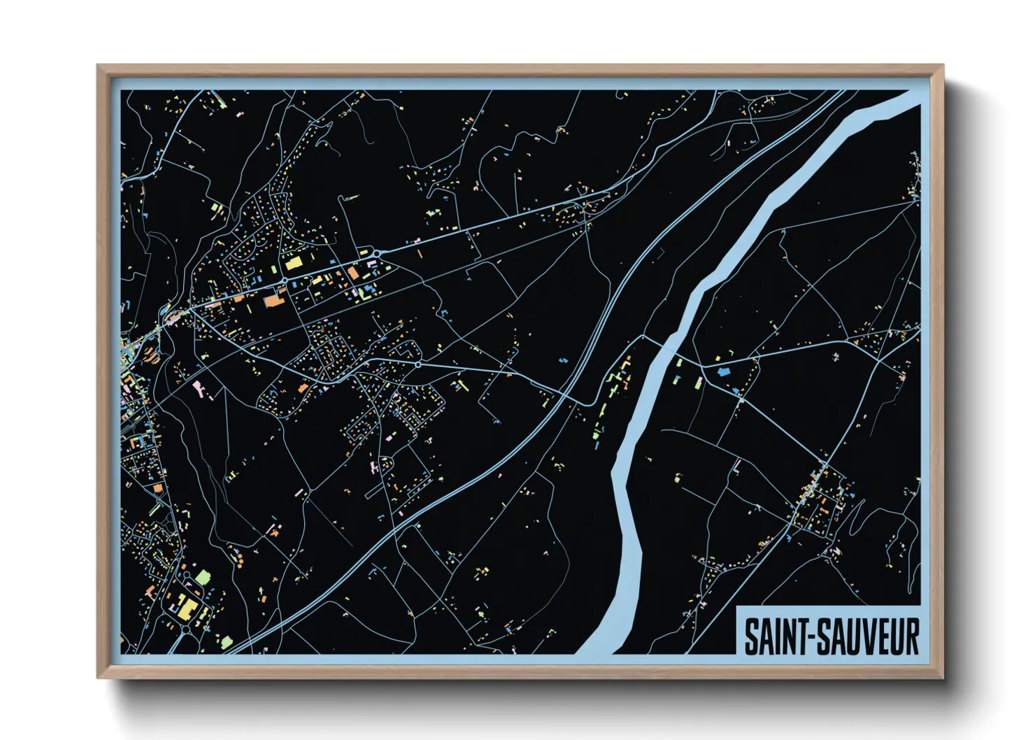 Une affiche de carte sur Saint-Sauveur