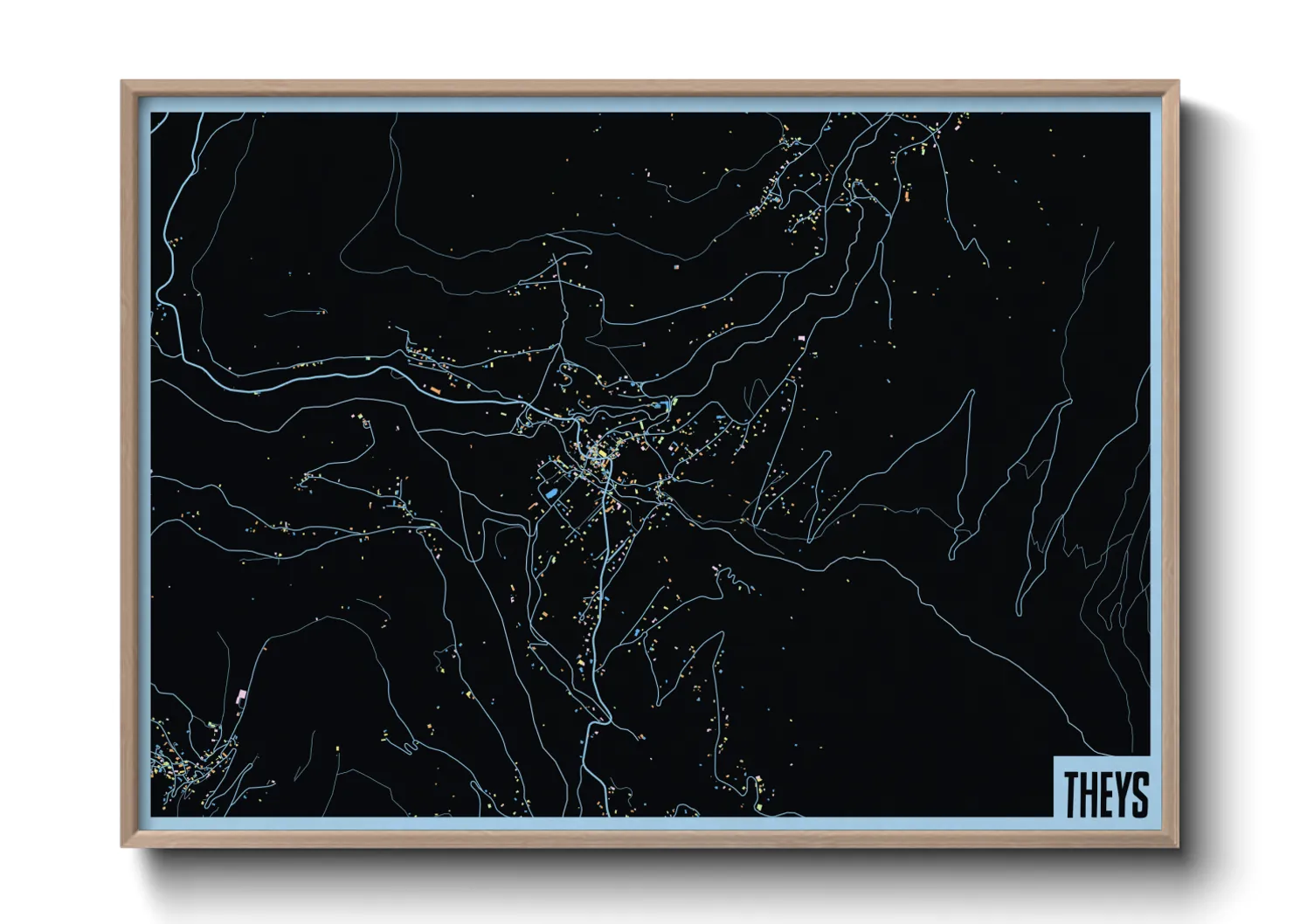 Une affiche de carte sur Theys