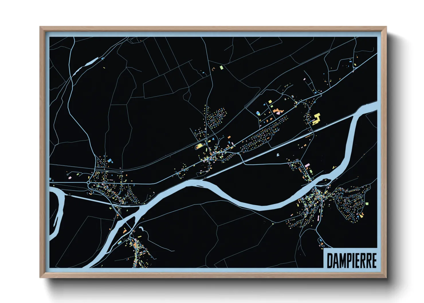 Une affiche de carte sur Dampierre
