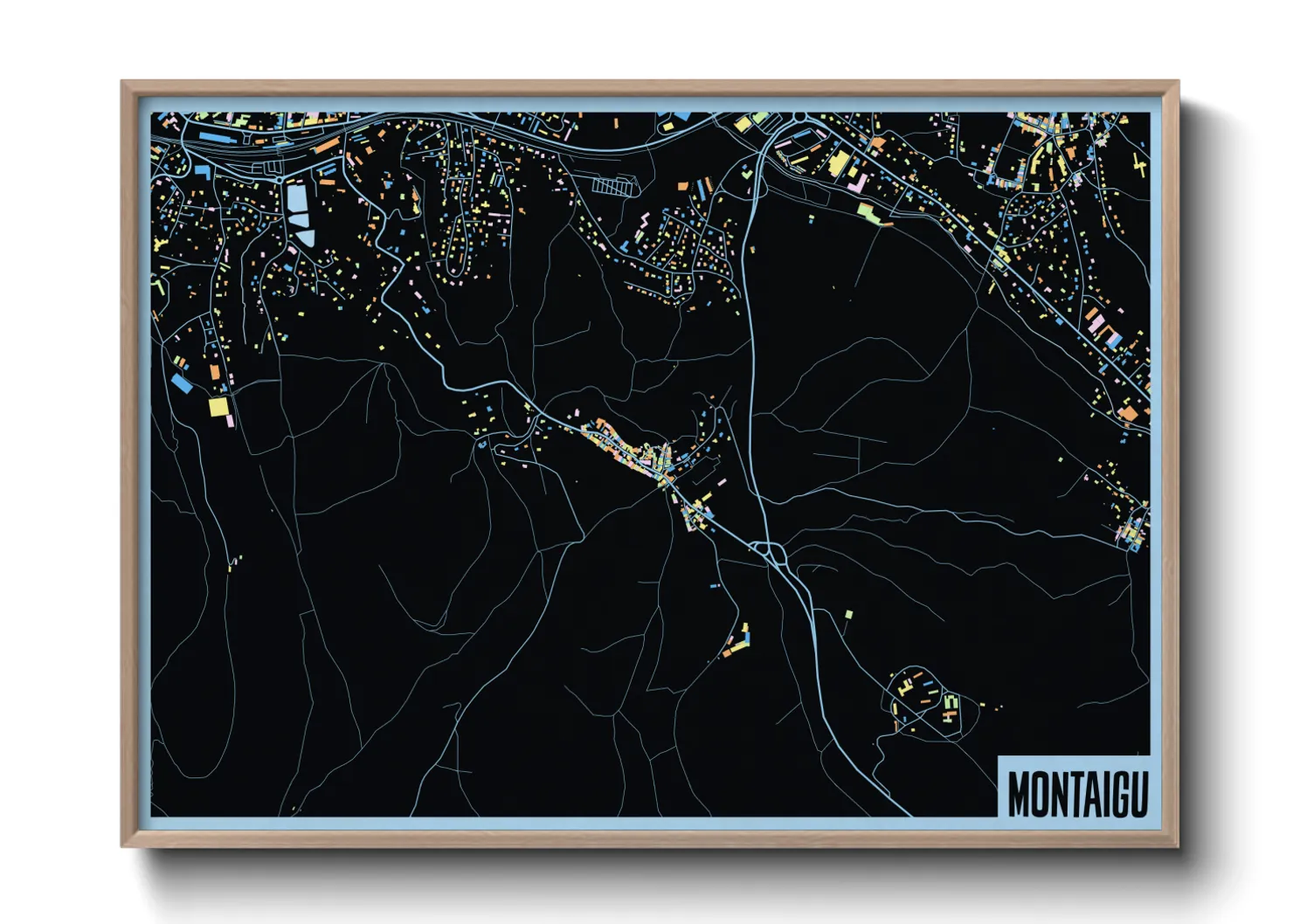 Une affiche de carte sur Montaigu