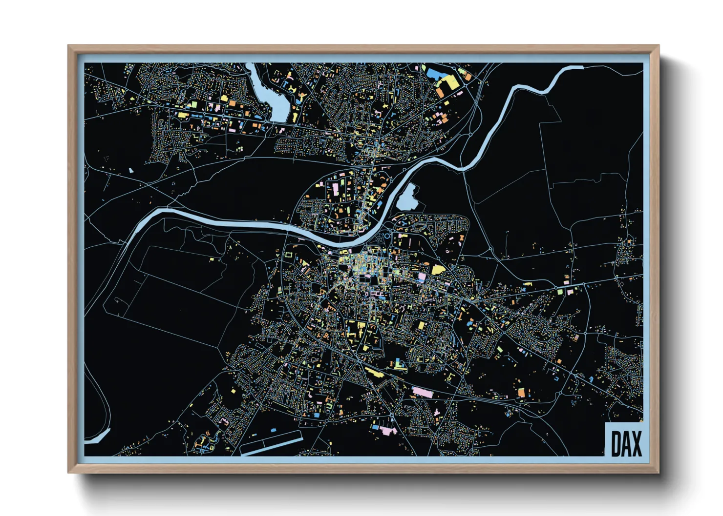 Une affiche de carte sur Dax