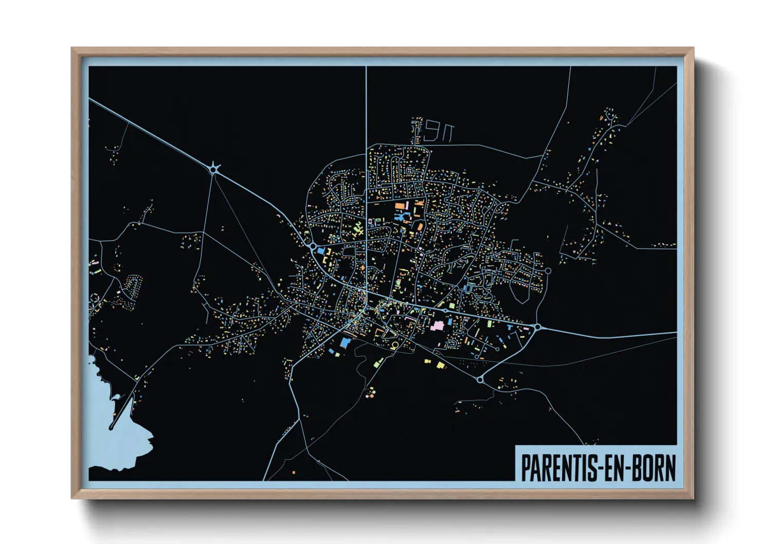 Une affiche de carte sur Parentis-en-Born