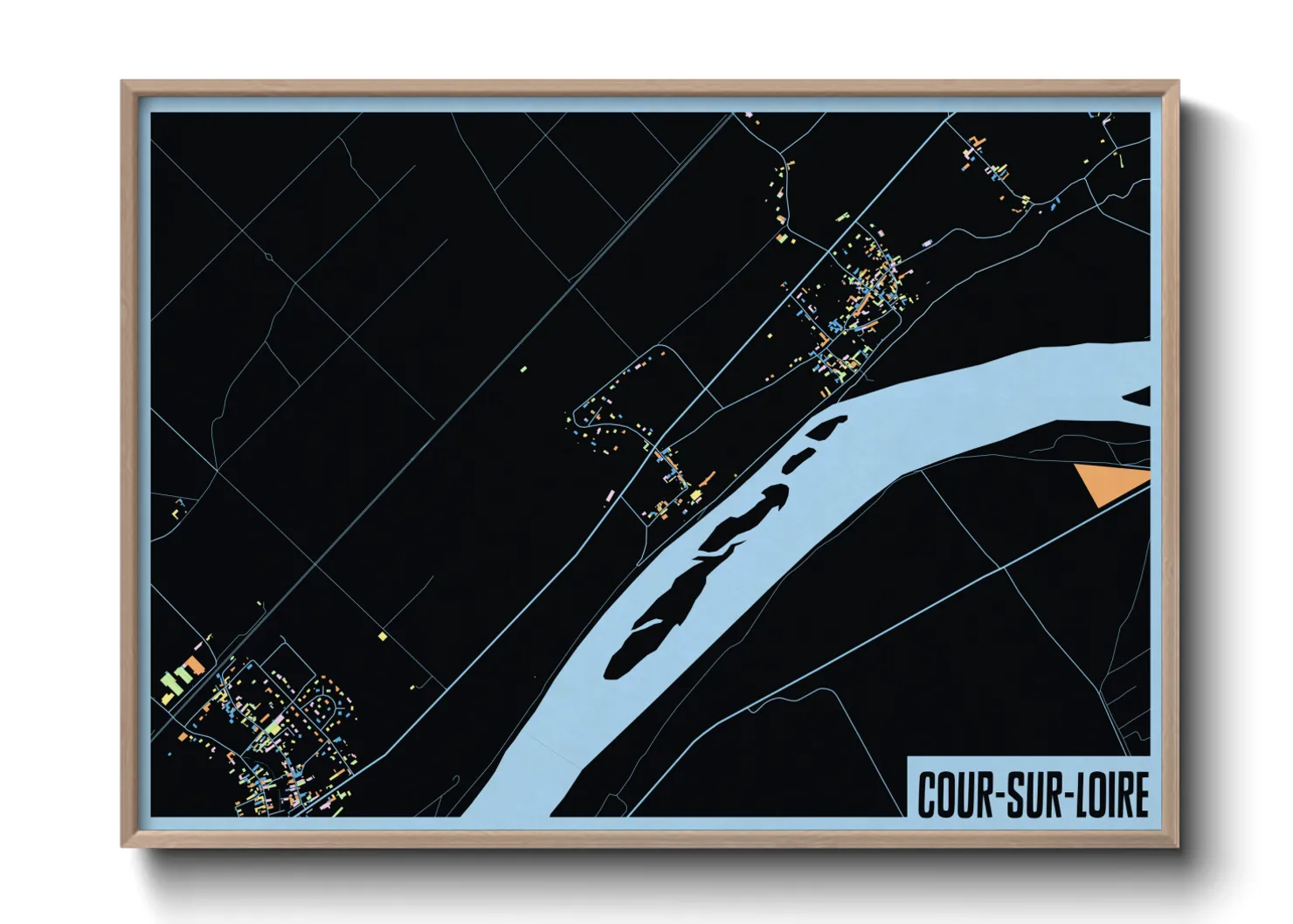 Une affiche de carte sur Cour-sur-Loire