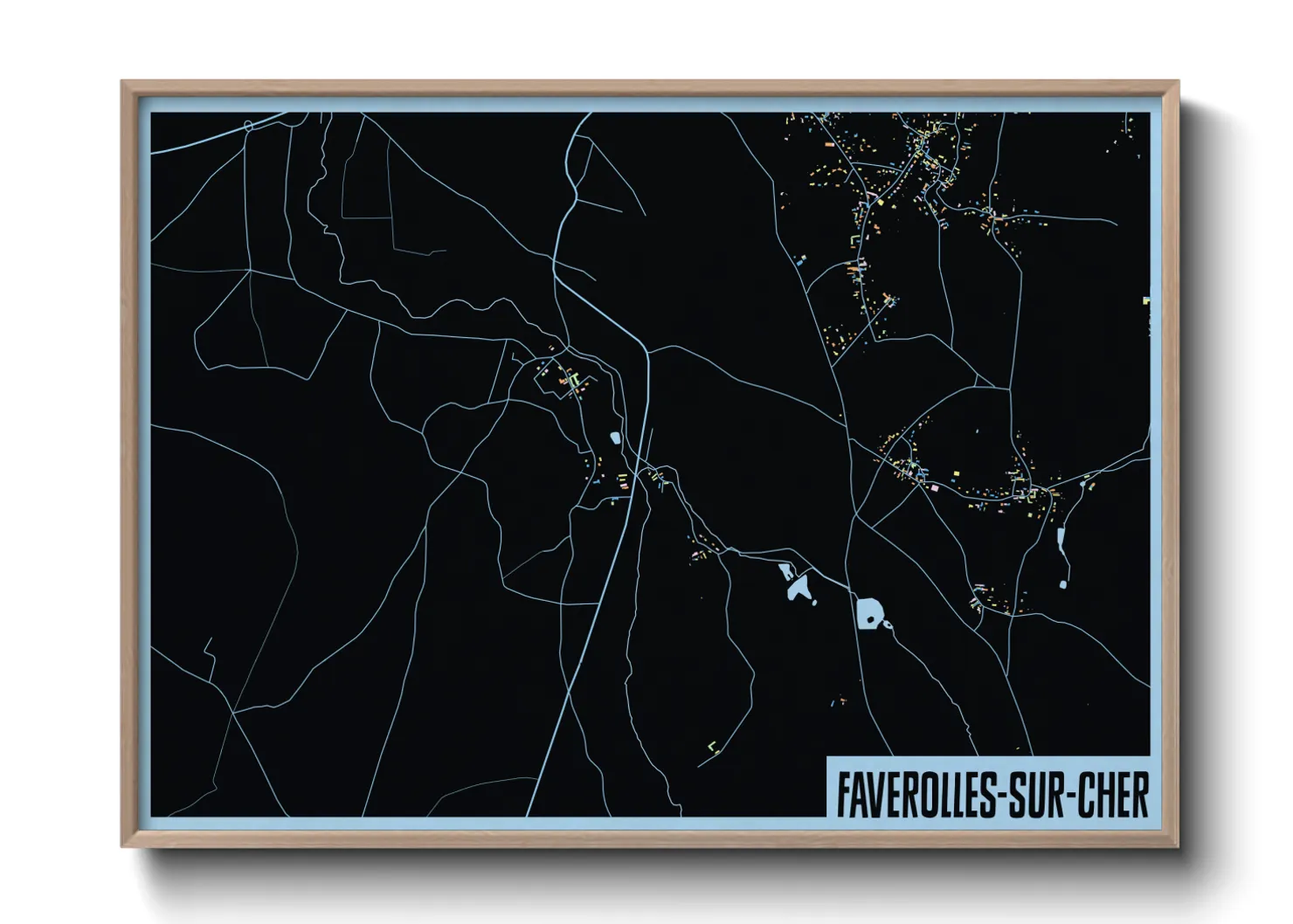 Une affiche de carte sur Faverolles-sur-Cher
