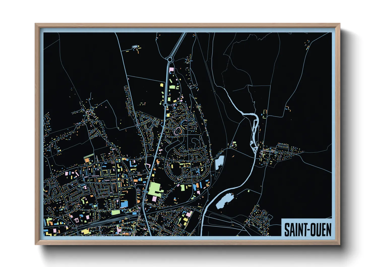 Une affiche de carte sur Saint-Ouen