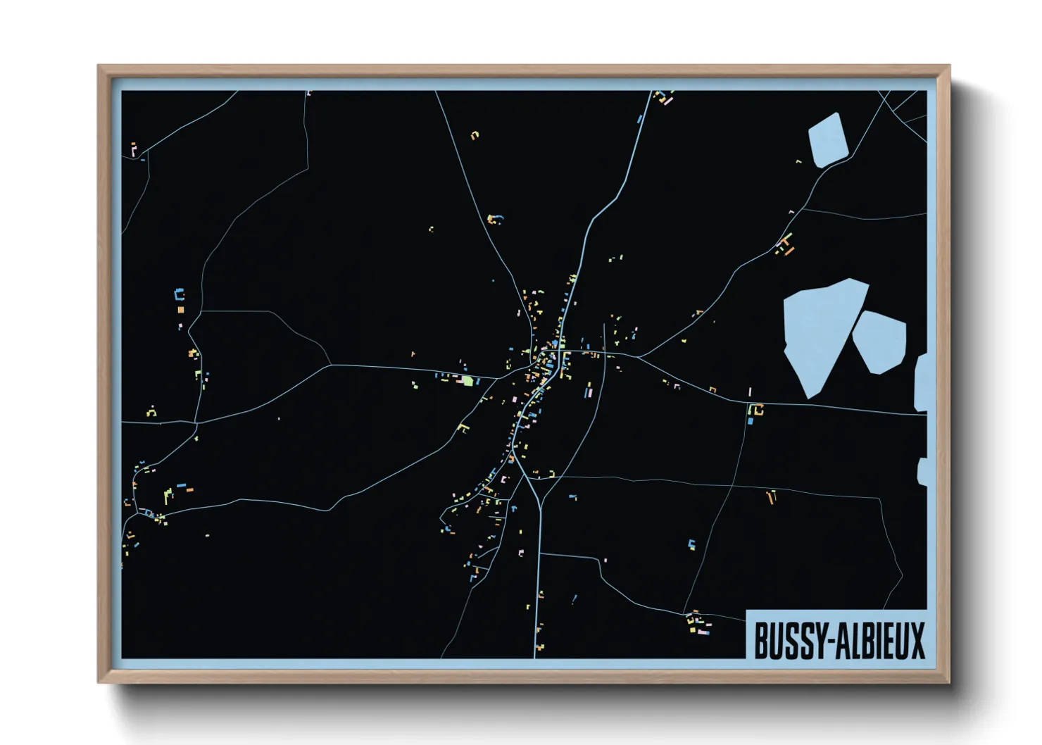 Une affiche de carte sur Bussy-Albieux