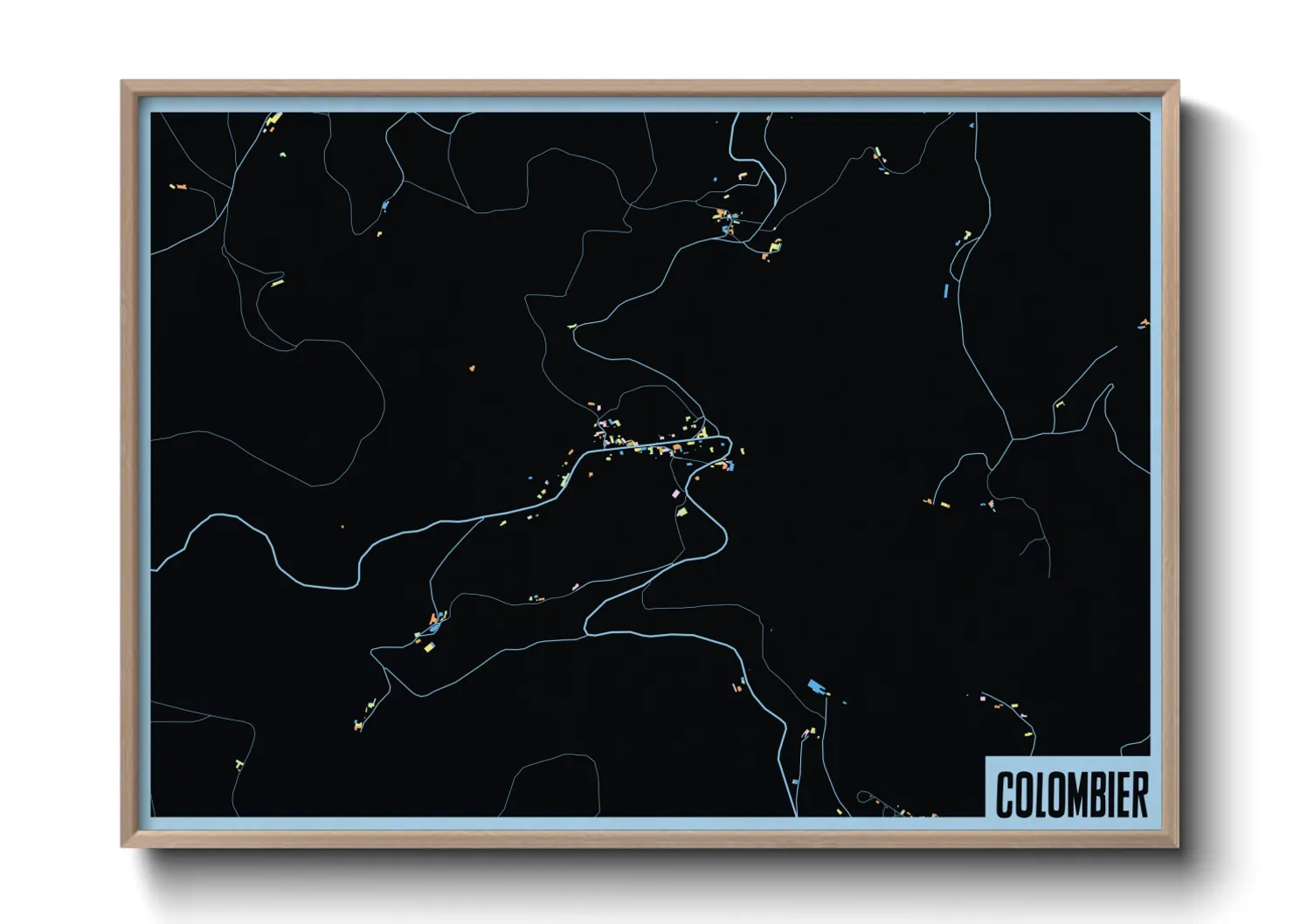 Une affiche de carte sur Colombier