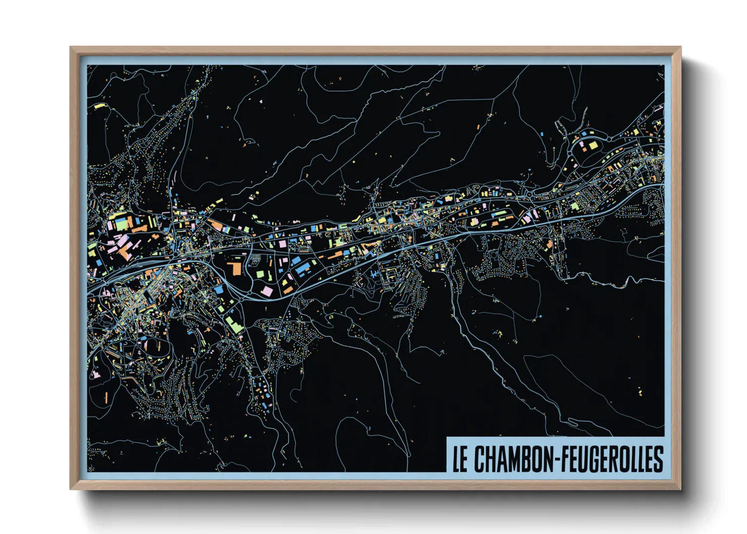 Une affiche de carte sur Le Chambon-Feugerolles