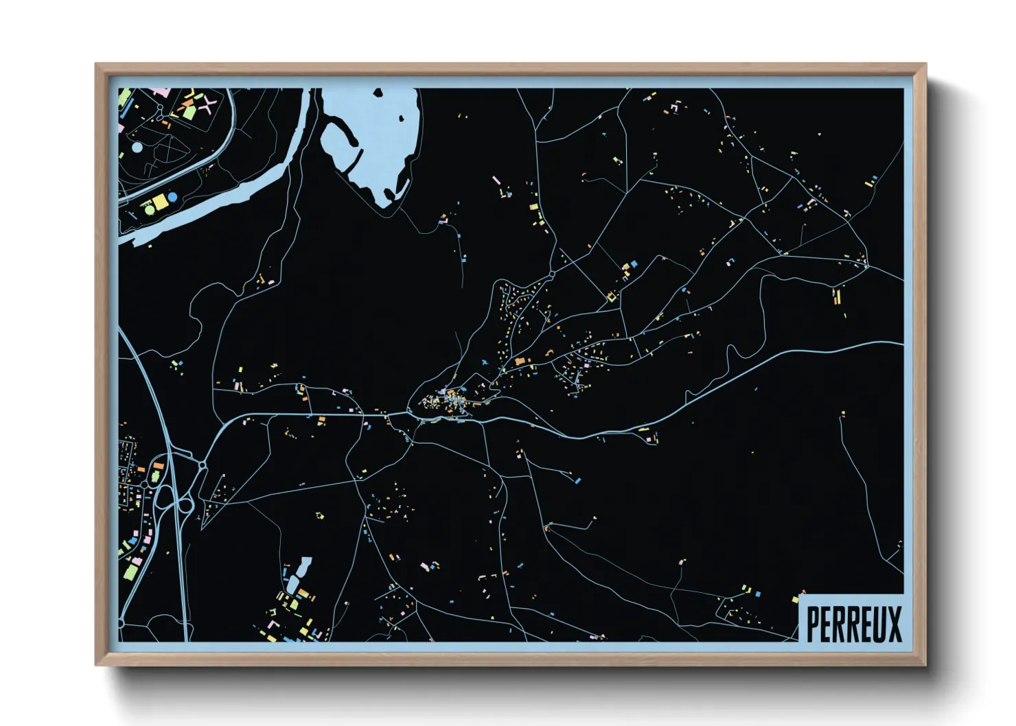 Une affiche de carte sur Perreux