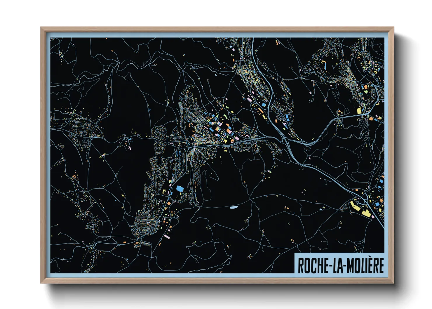 Une affiche de carte sur Roche-la-Molière