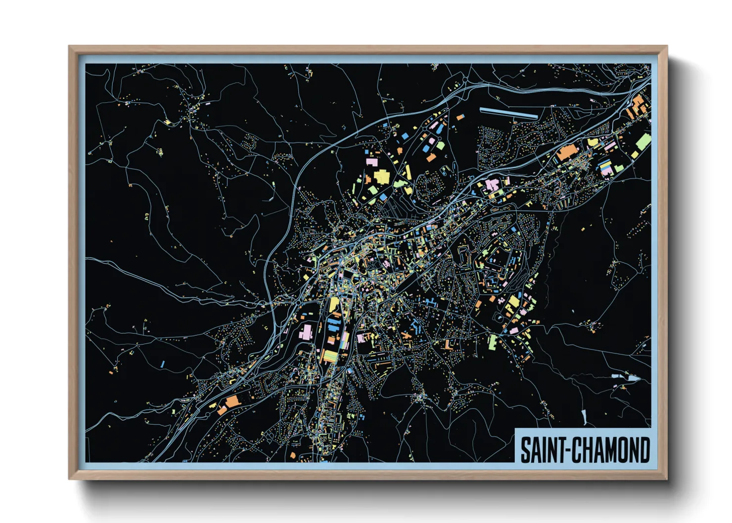 Une affiche de carte sur Saint-Chamond