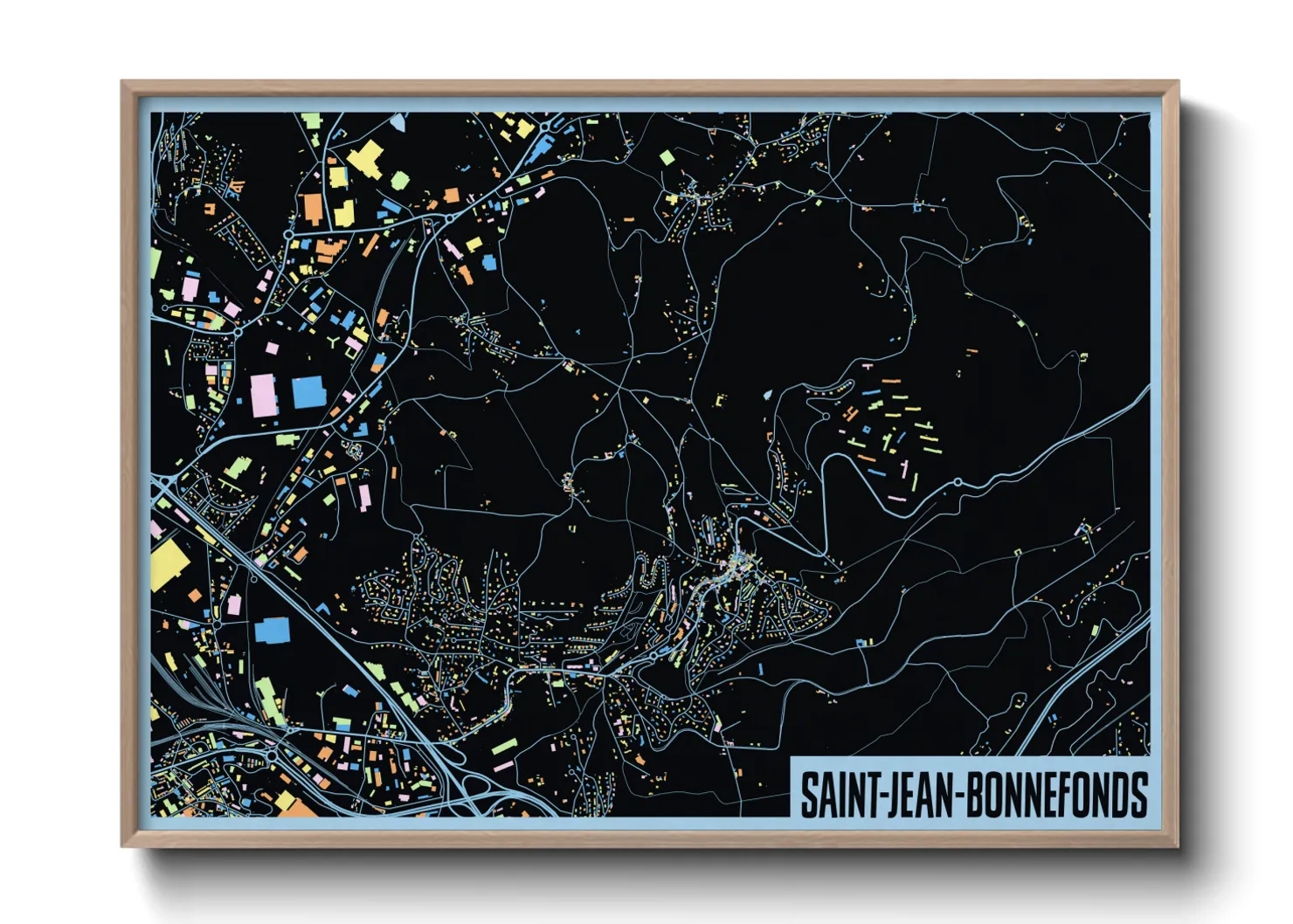 Une affiche de carte sur Saint-Jean-Bonnefonds