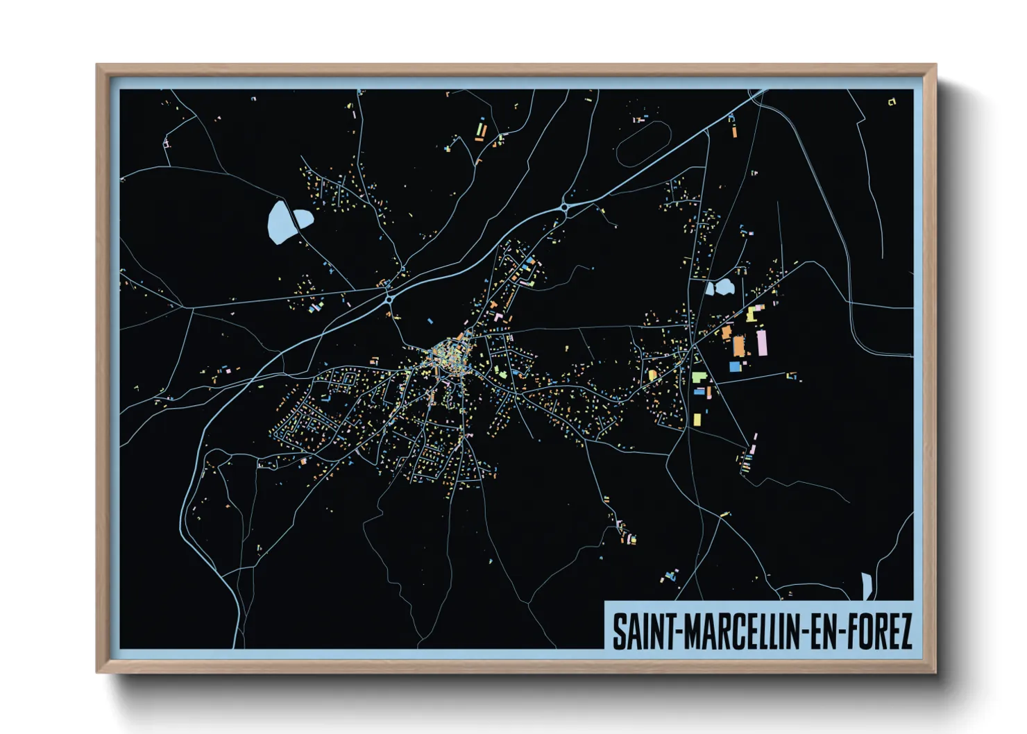 Une affiche de carte sur Saint-Marcellin-en-Forez