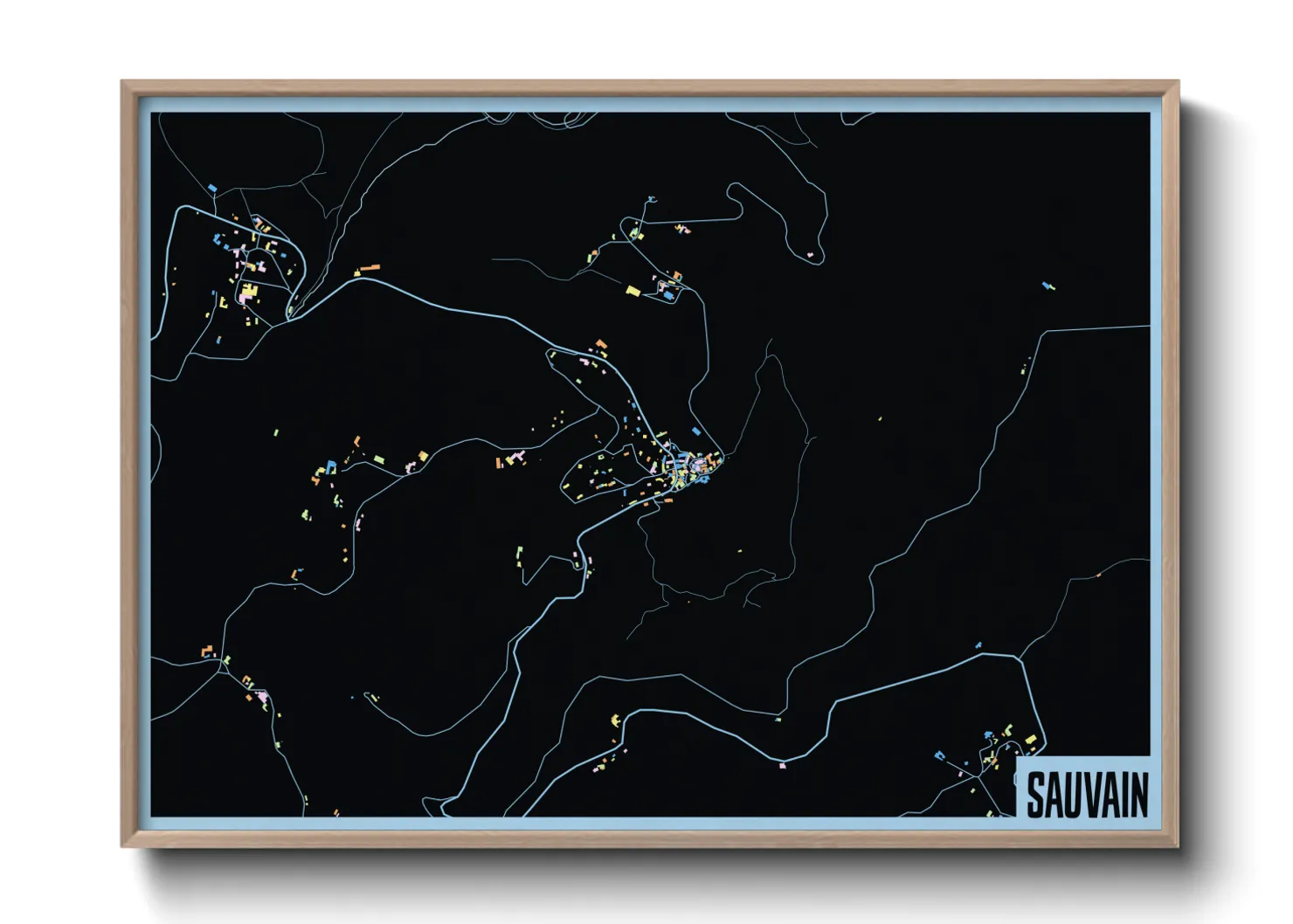 Une affiche de carte sur Sauvain