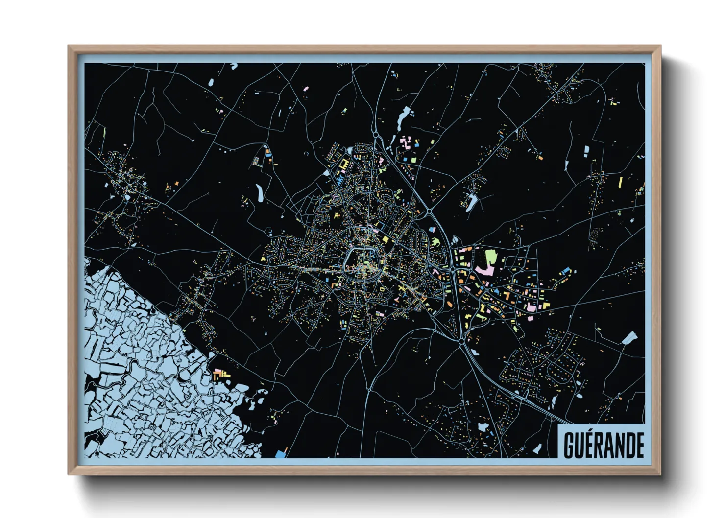 Une affiche de carte sur Guérande