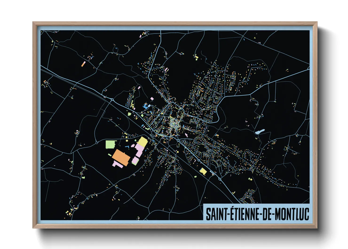Une affiche de carte sur Saint-Étienne-de-Montluc