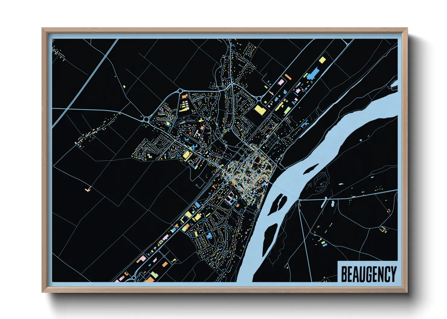Une affiche de carte sur Beaugency