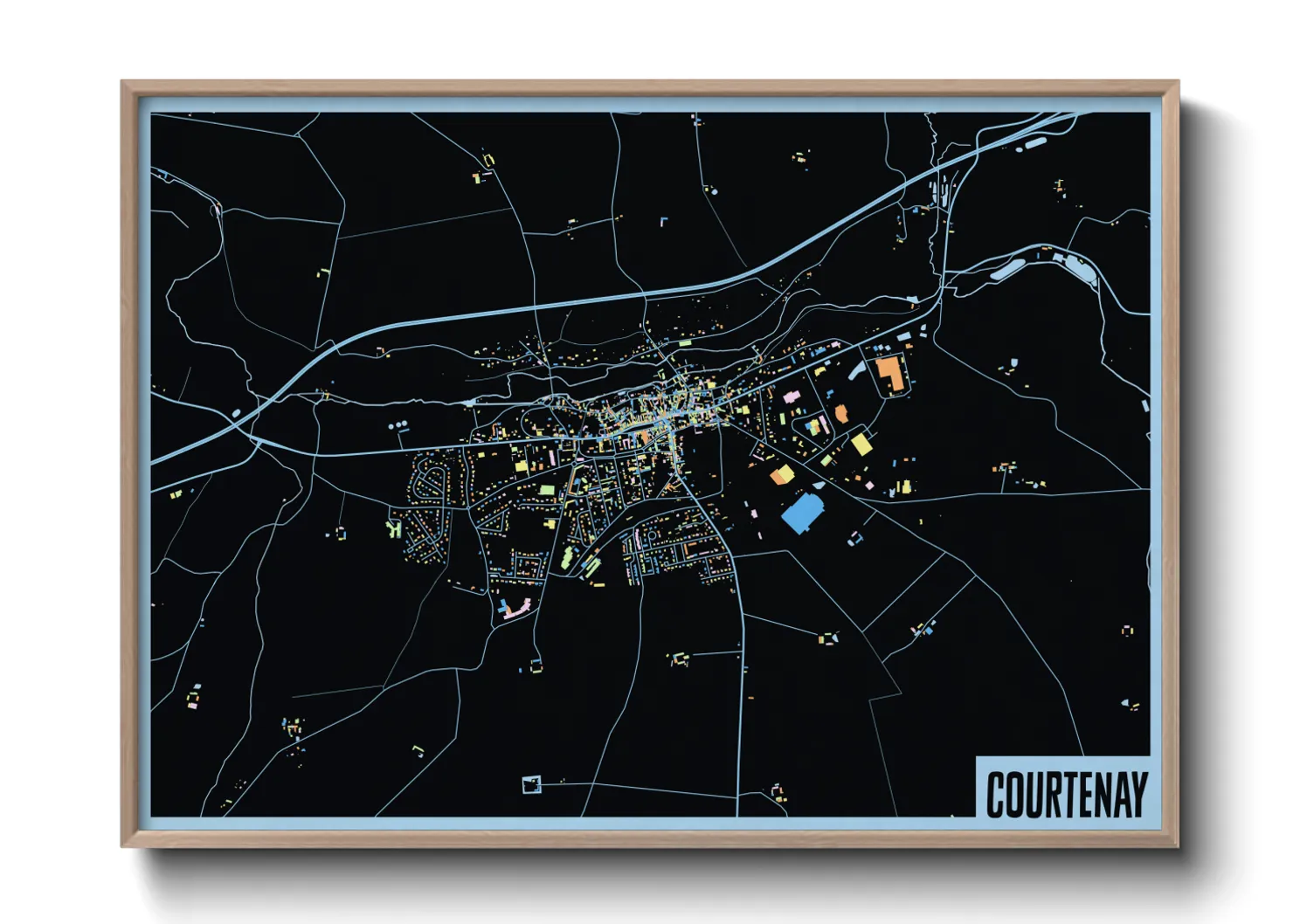 Une affiche de carte sur Courtenay