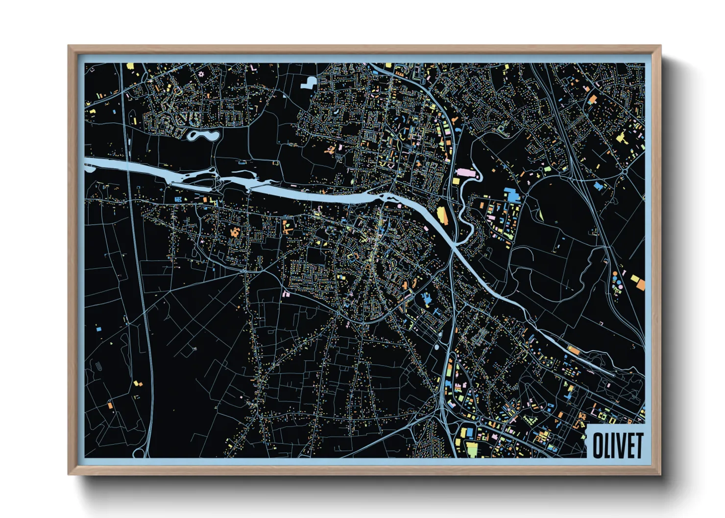 Une affiche de carte sur Olivet