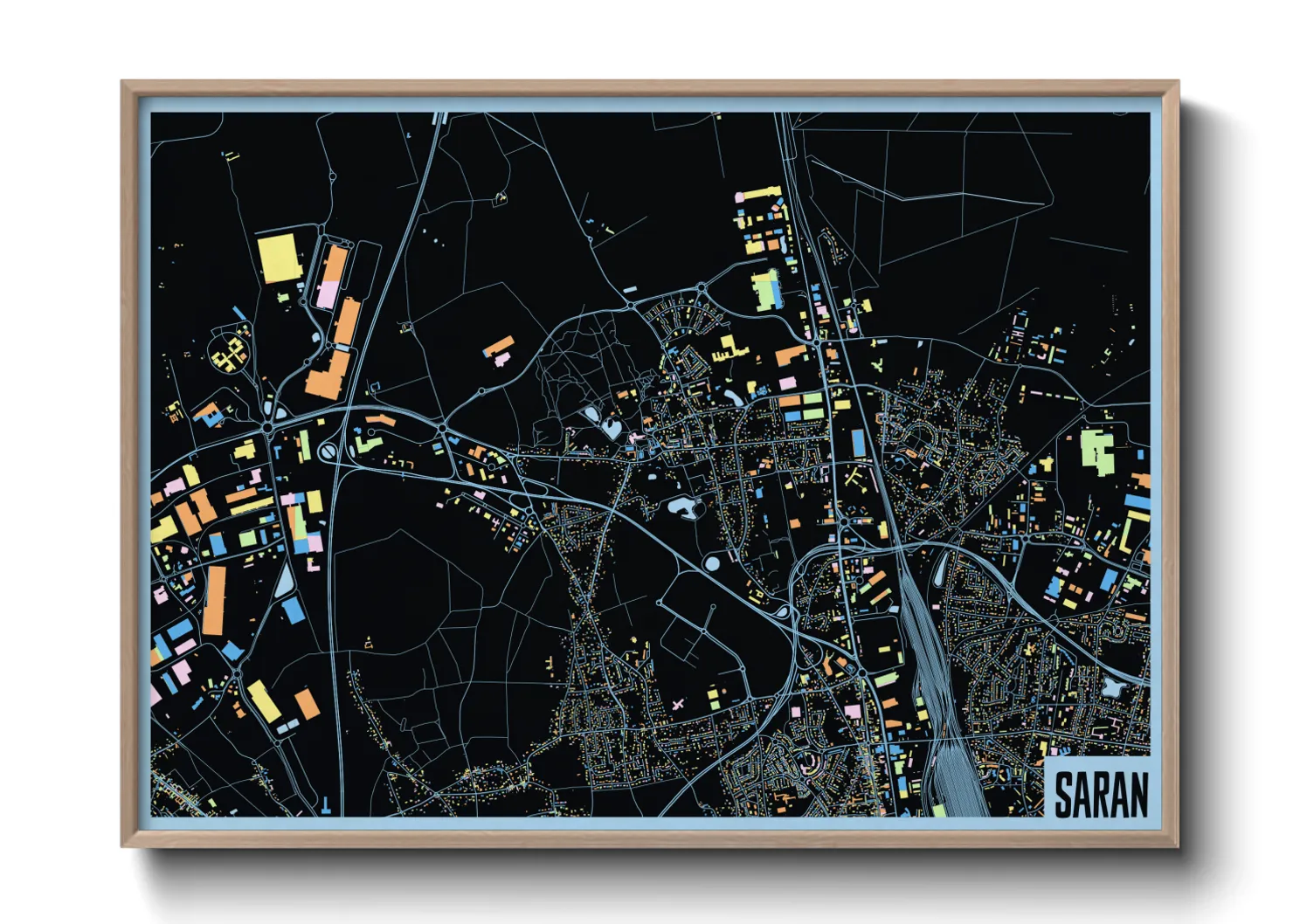 Une affiche de carte sur Saran