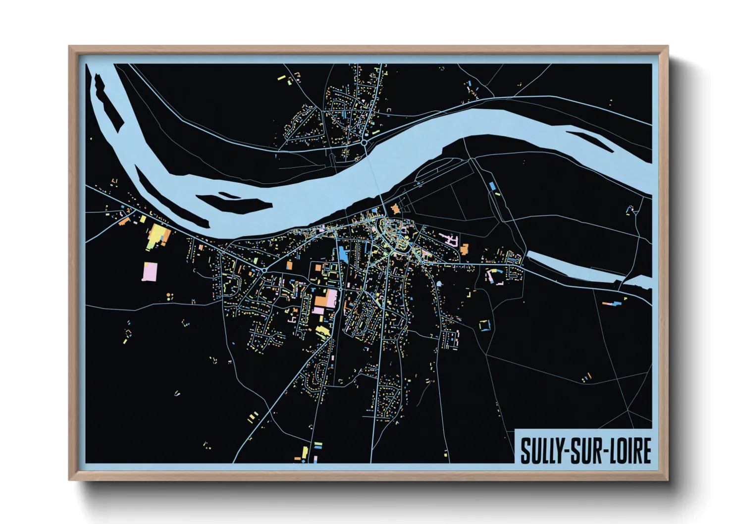 Une affiche de carte sur Sully-sur-Loire