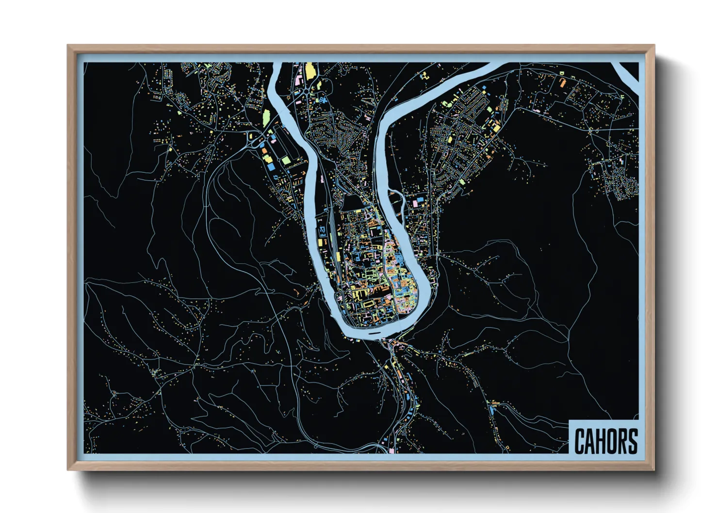 Une affiche de carte sur Cahors