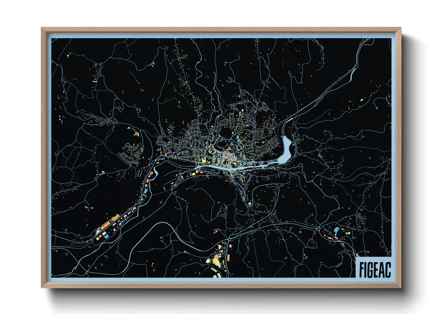 Une affiche de carte sur Figeac