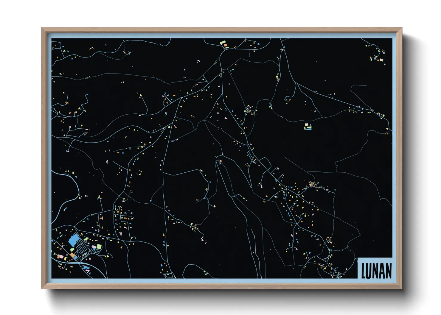 Une affiche de carte sur Lunan