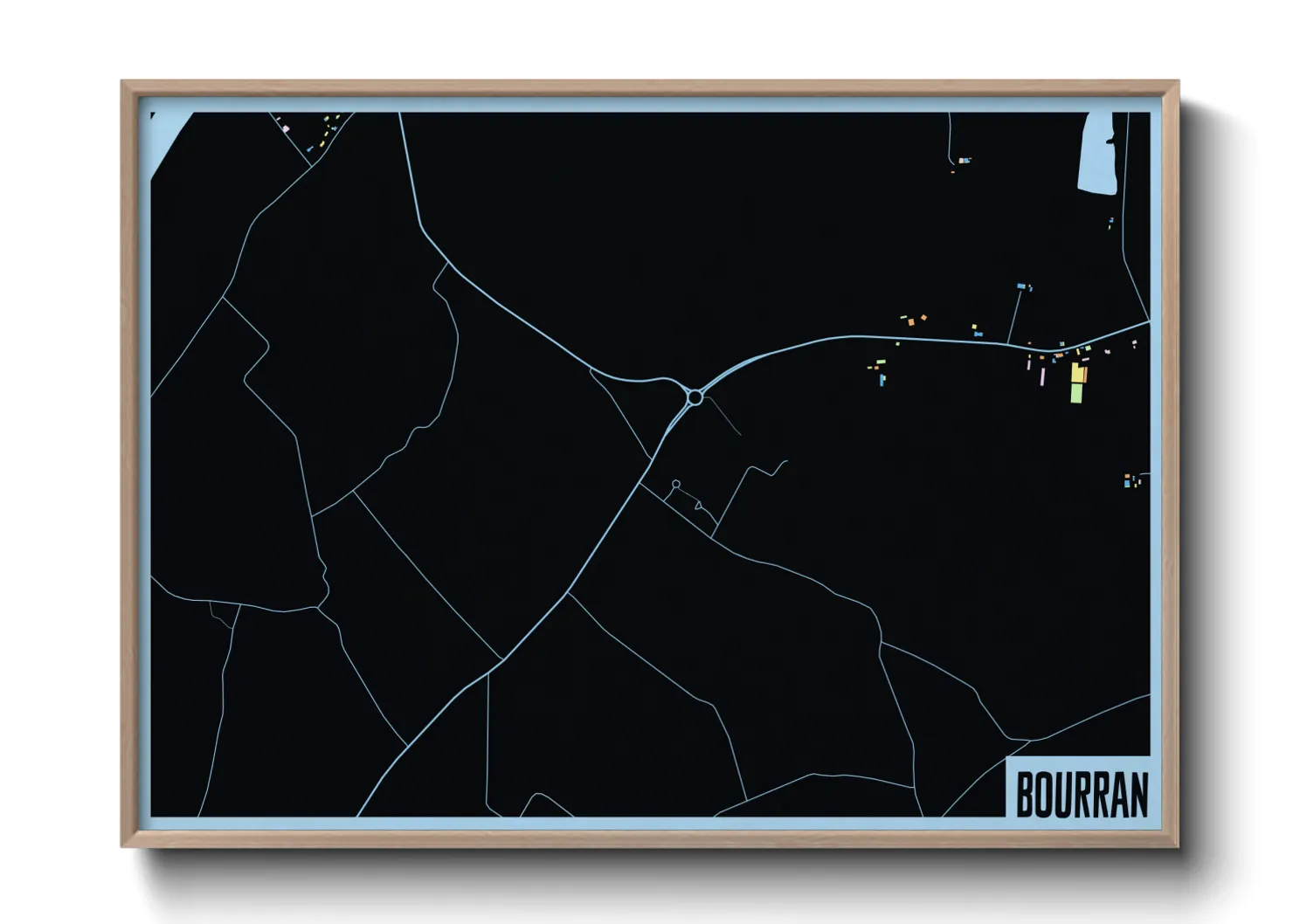 Une affiche de carte sur Bourran