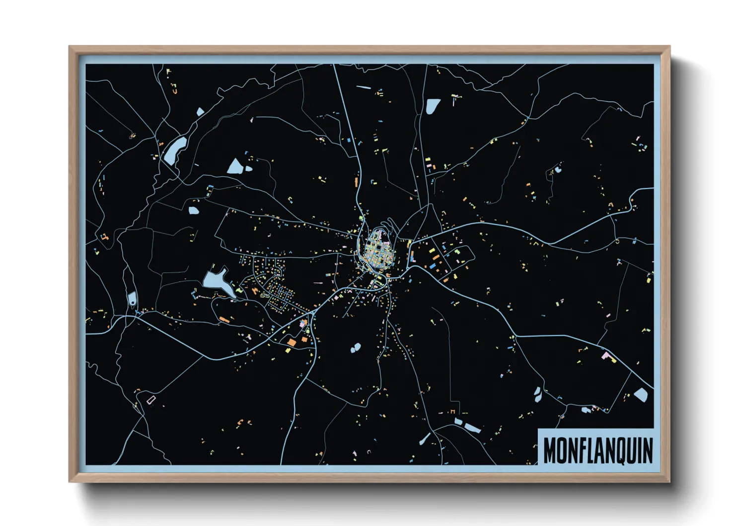 Une affiche de carte sur Monflanquin