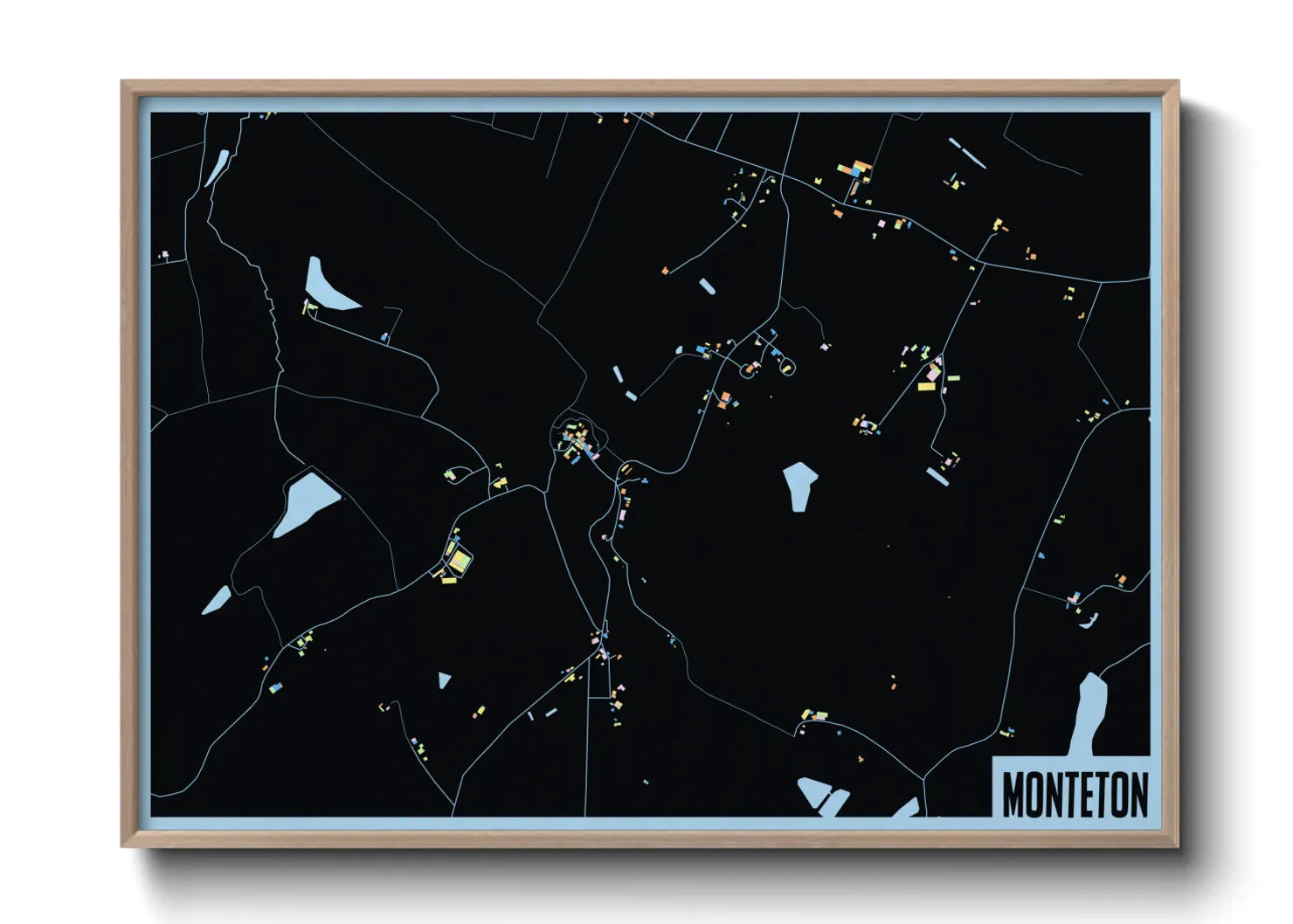 Une affiche de carte sur Monteton