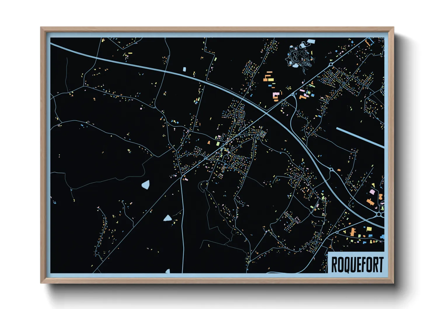 Une affiche de carte sur Roquefort