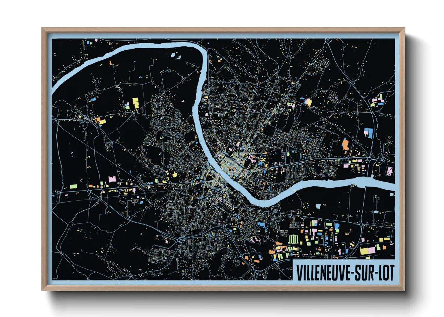 Une affiche de carte sur Villeneuve-sur-Lot