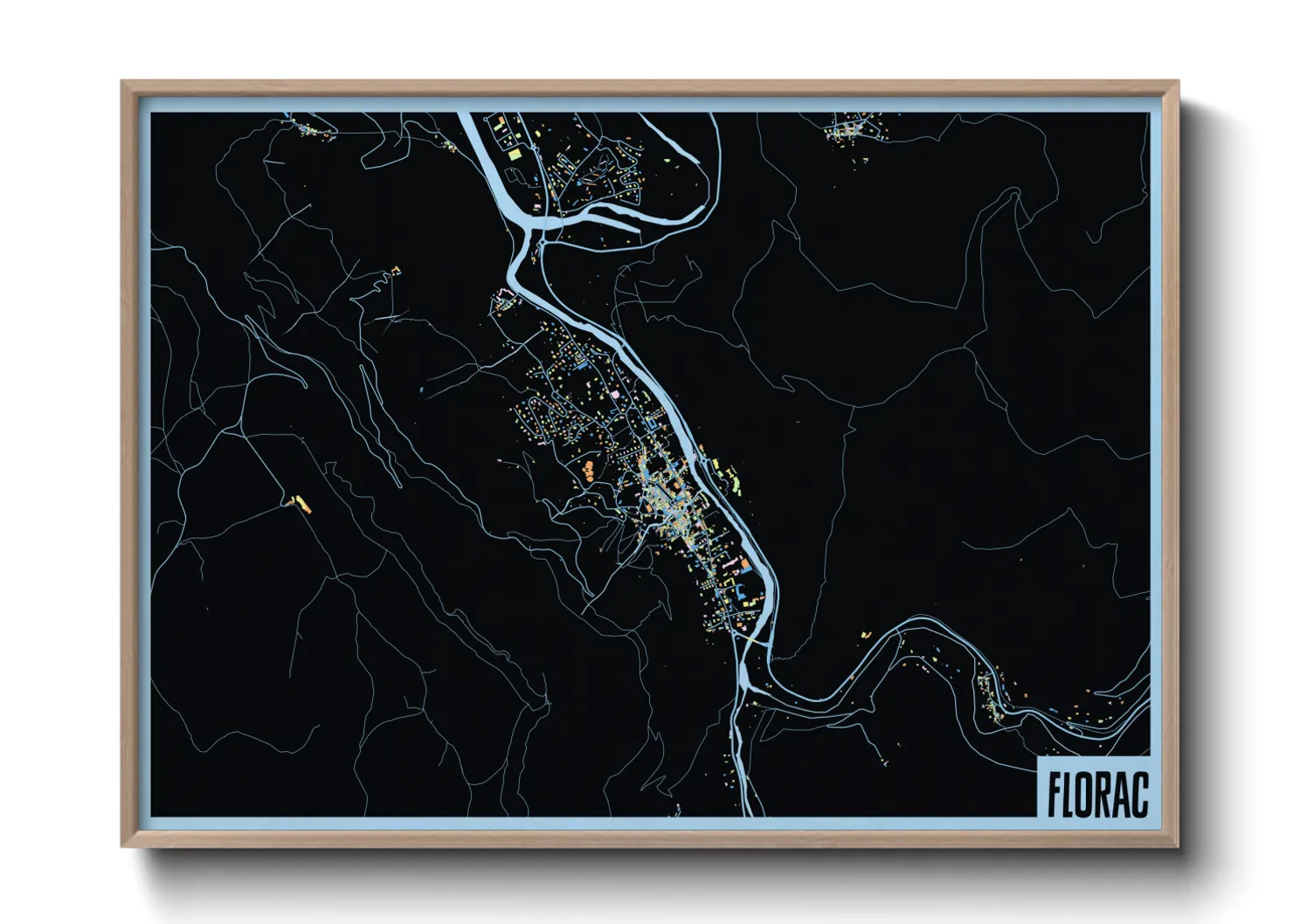 Une affiche de carte sur Florac