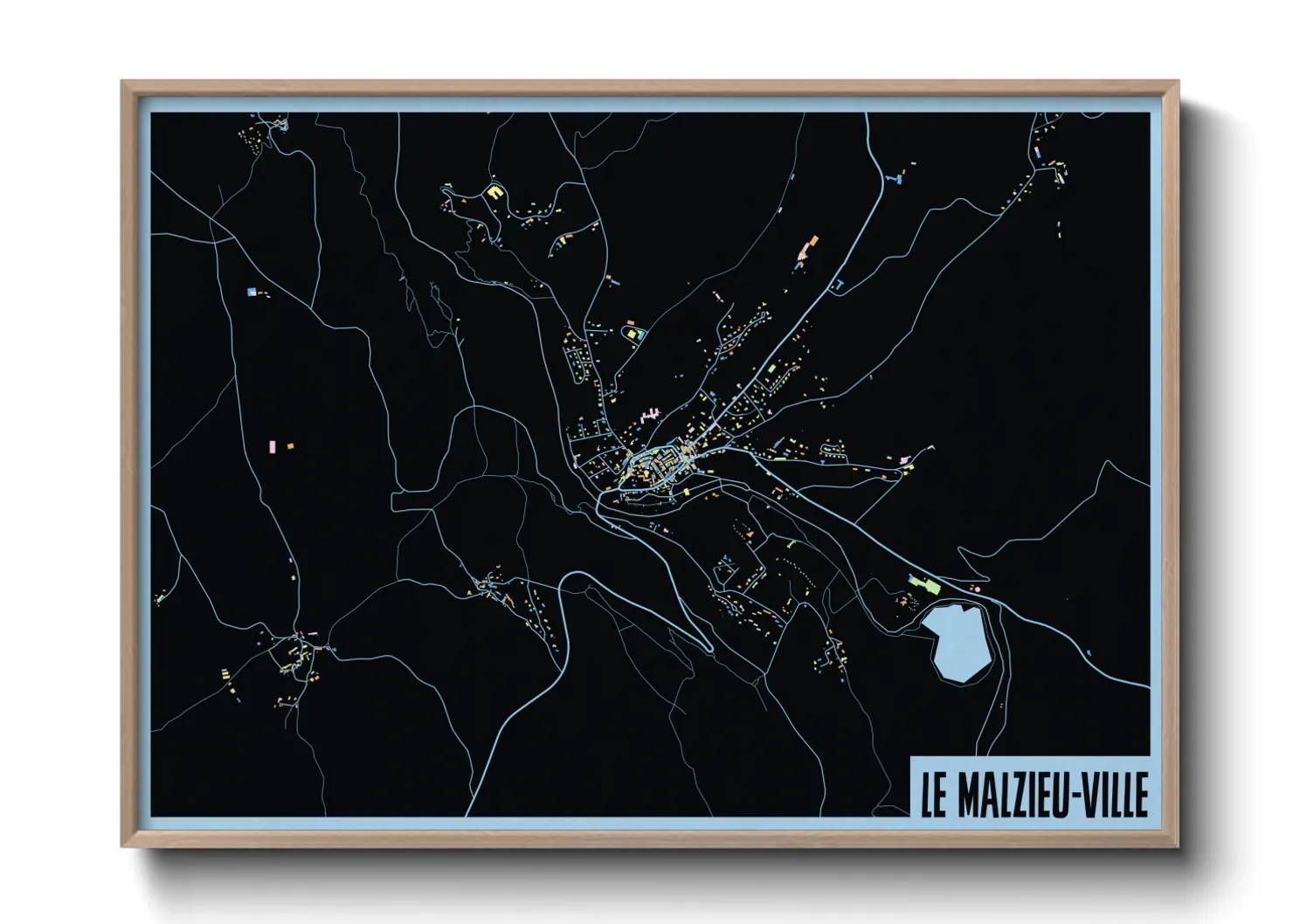 Une affiche de carte sur Le Malzieu-Ville