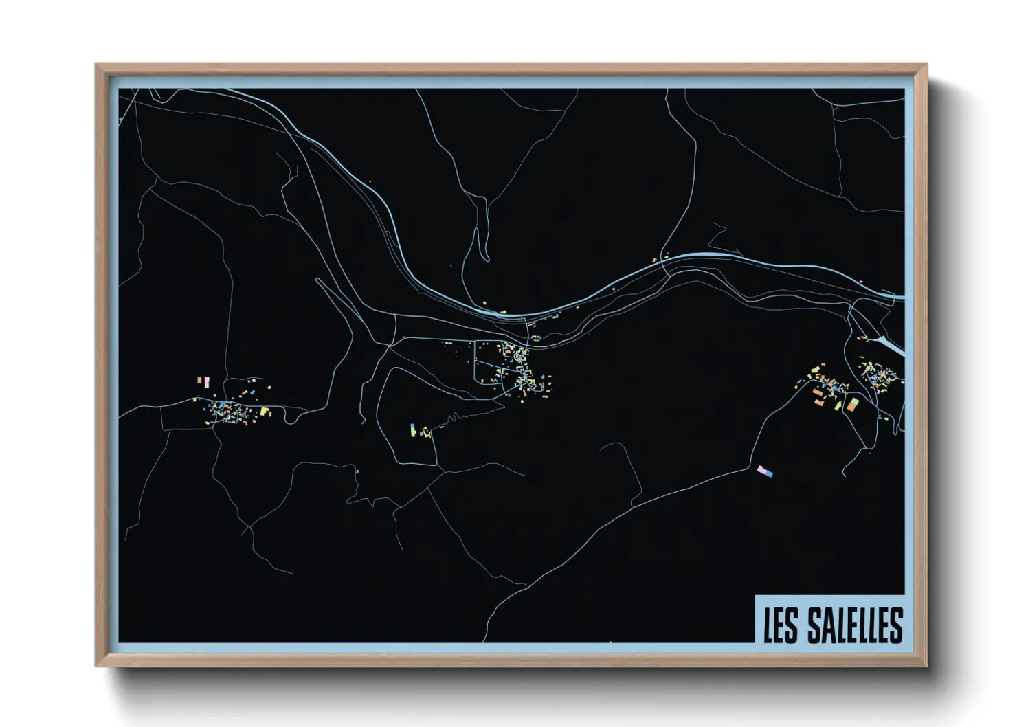 Une affiche de carte sur Les Salelles