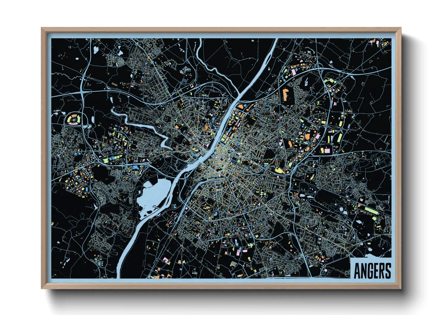 Une affiche de carte sur Angers