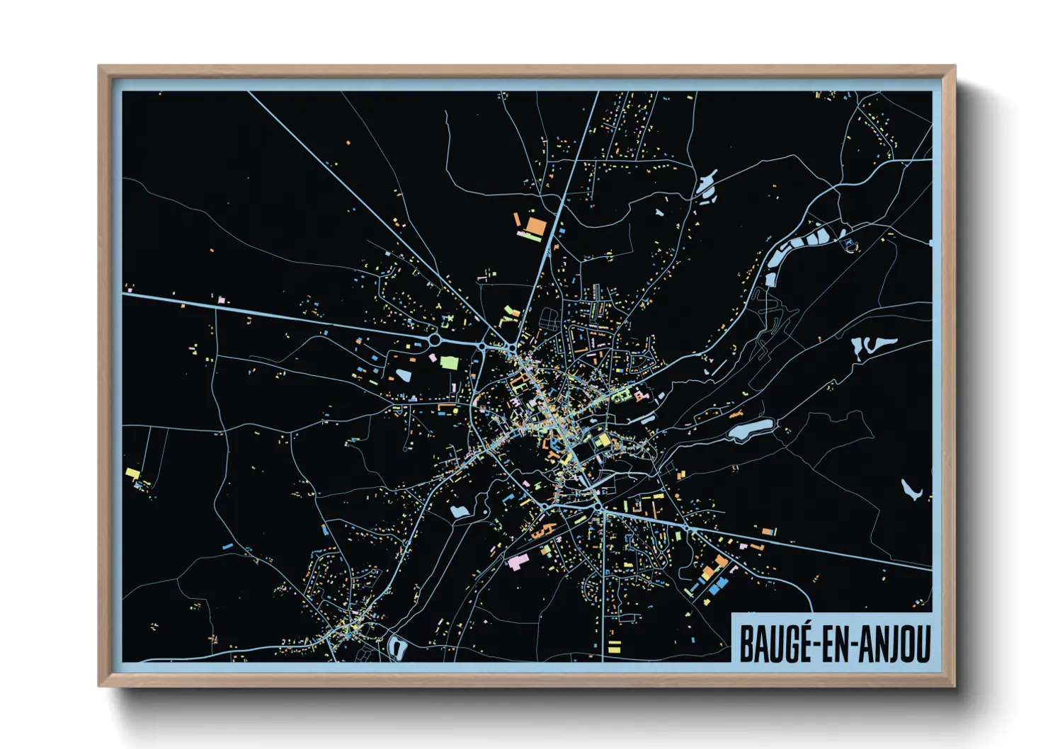 Une affiche de carte sur Baugé-en-Anjou